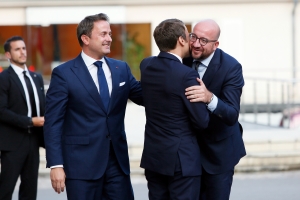 Arbeitstreffen zwischen dem luxemburgischen Ministerpräsidenten Xavier Bettel, dem Präsidenten der Republik Frankreich Emmanuel Macron und dem belgischen Premierminister Charles Michel