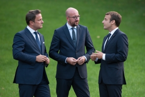 Arbeitstreffen zwischen dem luxemburgischen Ministerpräsidenten Xavier Bettel, dem Präsidenten der Republik Frankreich Emmanuel Macron und dem belgischen Premierminister Charles Michel