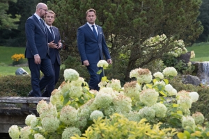 Arbeitstreffen zwischen dem luxemburgischen Ministerpräsidenten Xavier Bettel, dem Präsidenten der Republik Frankreich Emmanuel Macron und dem belgischen Premierminister Charles Michel